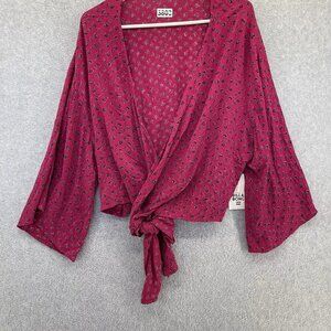 Billabong Pink Floral Front Tie Top